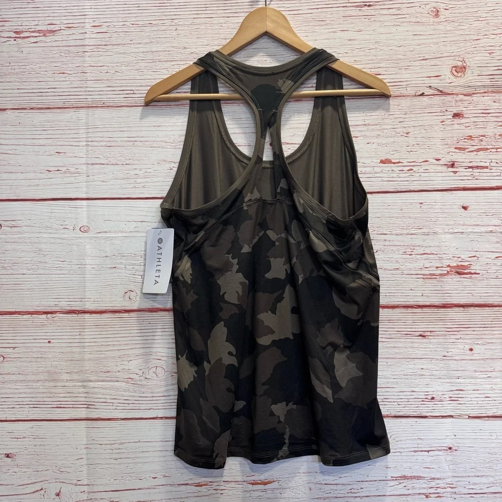 NWT Athleta Limitless Camo Keyhole Tank in Arbor Olive Sz L - Picture 8 of 14
